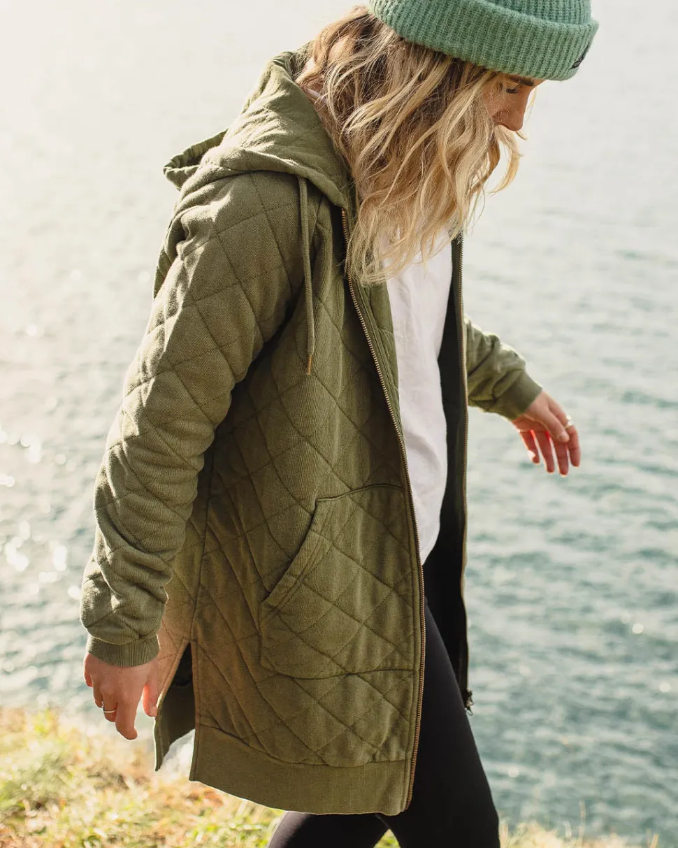 Getaway Recycled Cotton Quilted Full Zip Hoodie